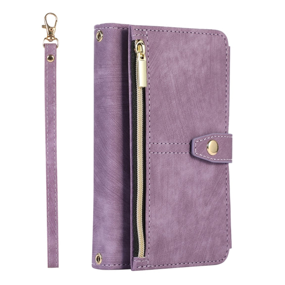 For Google Pixel Fold Dream 9-Card Wallet Zipper Bag Leather Phone Case(Purple)