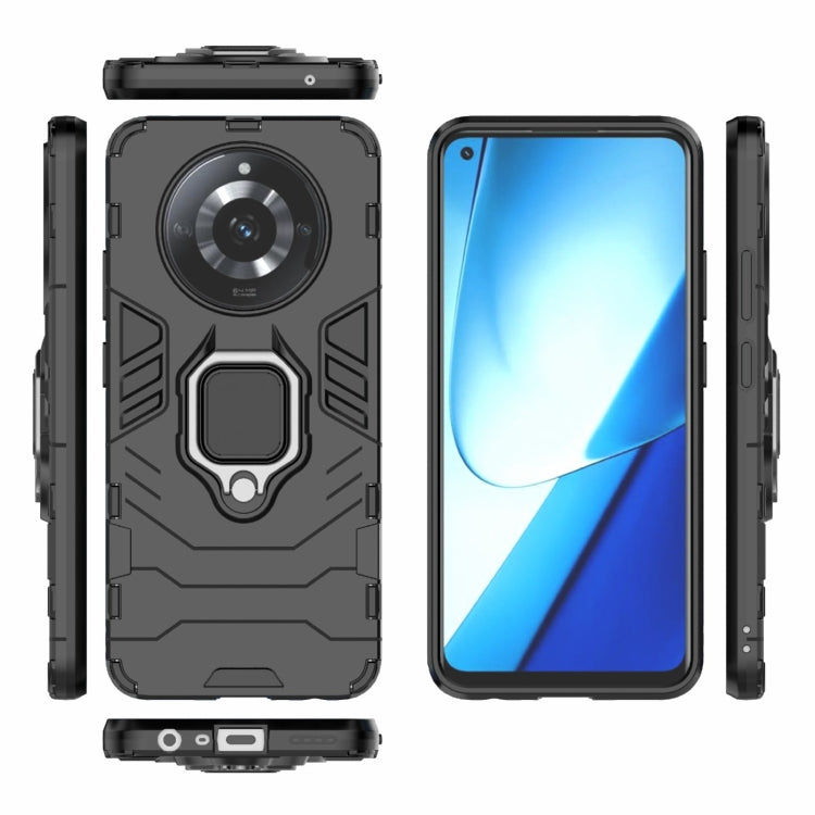 For Realme 11 Magnetic Ring Holder PC + TPU Phone Case(Black)