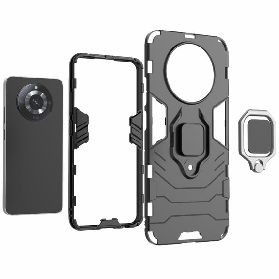 For Realme 11 Magnetic Ring Holder PC + TPU Phone Case(Black)