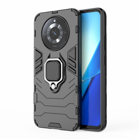 For Realme 11 Magnetic Ring Holder PC + TPU Phone Case(Black)