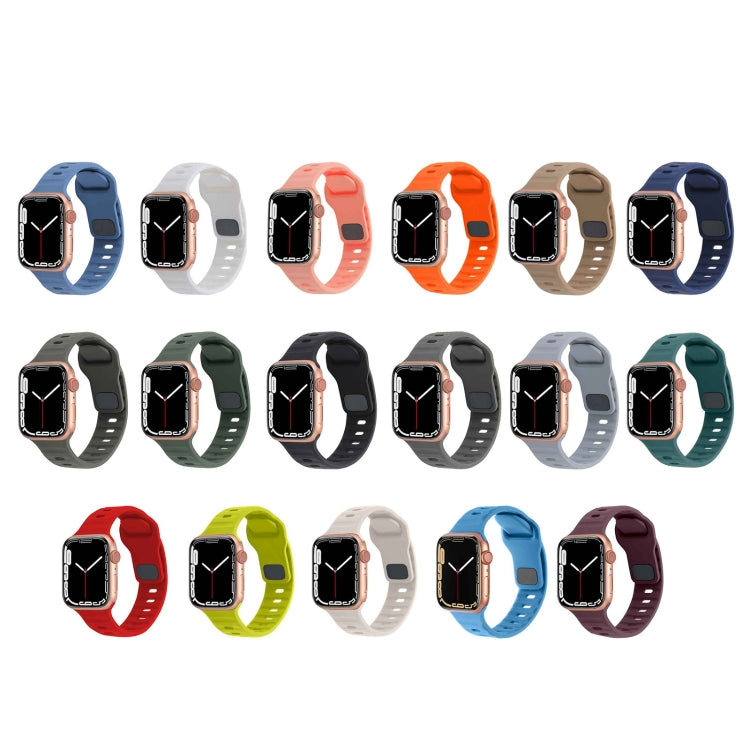 For Apple Watch Ultra 49mm Square Buckle Stripes Silicone Watch Band(White)