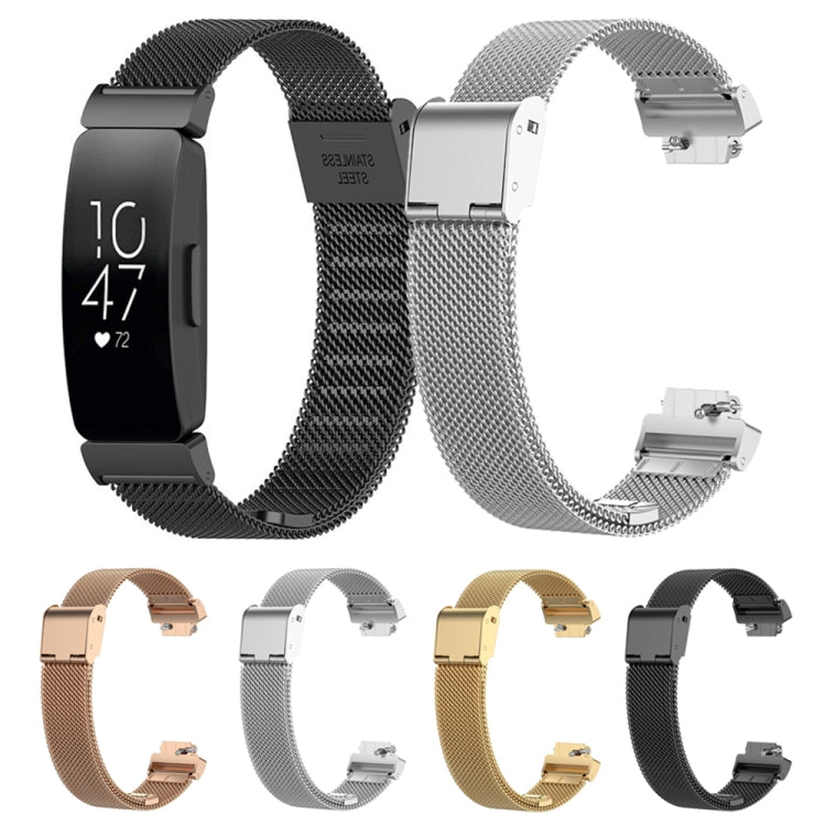 For Fitbit Inspire 3 Buckle Fine Mesh Stainless Ssteel Watch Band(Rose Gold)