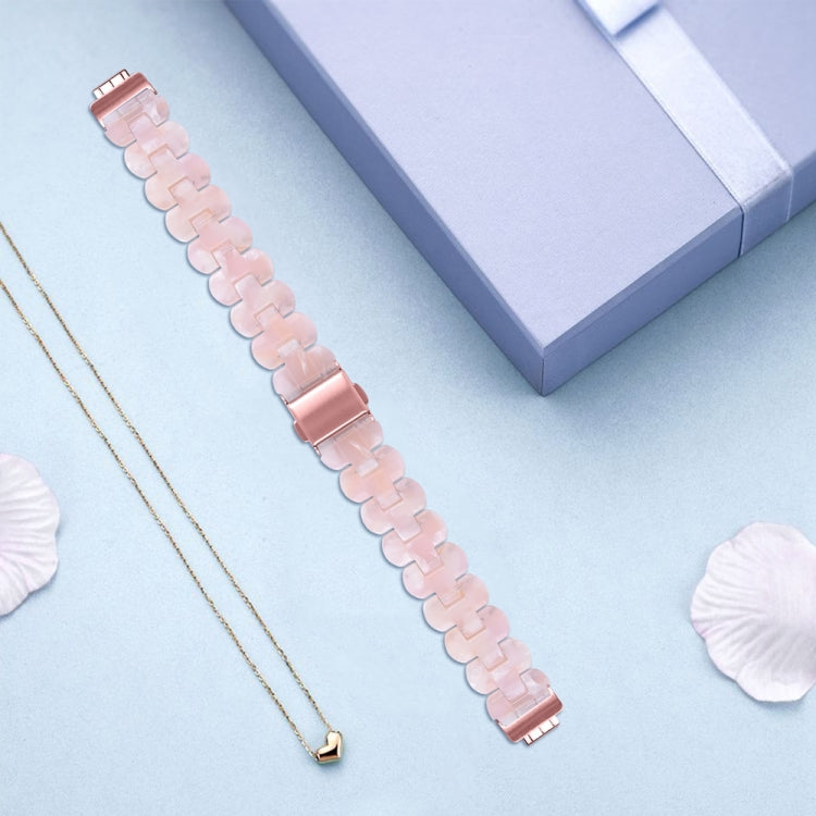 For Fitbit Inspire 3 Oval Resin Replacement Watch Band(Pink Flower)