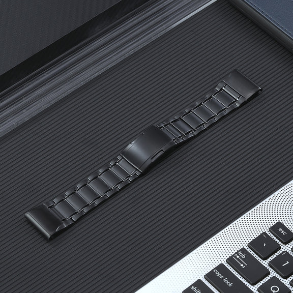 For Garmin Forerunner 965/955/945/935 22mm Quick Release Five Bead Titanium Steel Watch Band(Black)