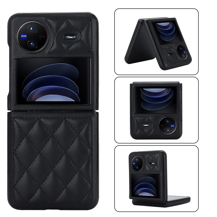 For vivo X Flip Rhombic Microfiber Folding Phone Case(Black)