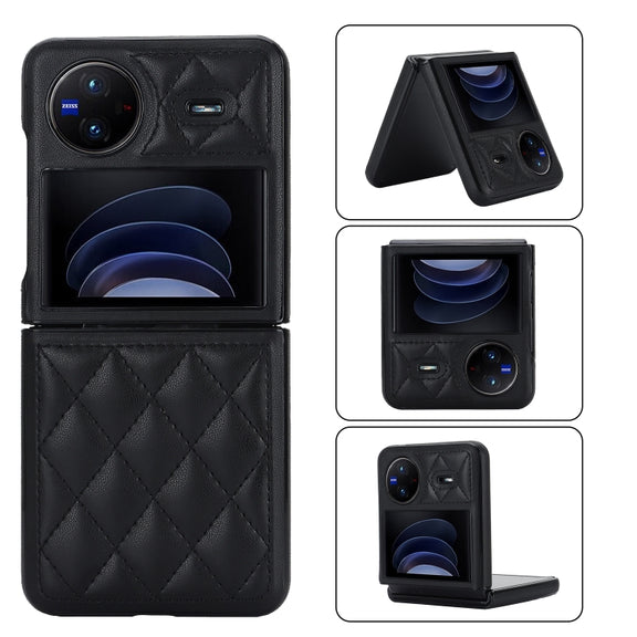 For vivo X Flip Rhombic Microfiber Folding Phone Case(Black)