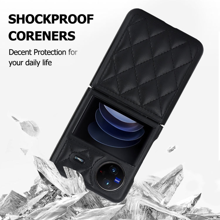 For vivo X Flip Rhombic Microfiber Folding Phone Case(Black)