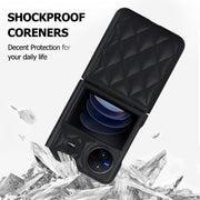 For vivo X Flip Rhombic Microfiber Folding Phone Case(Black)