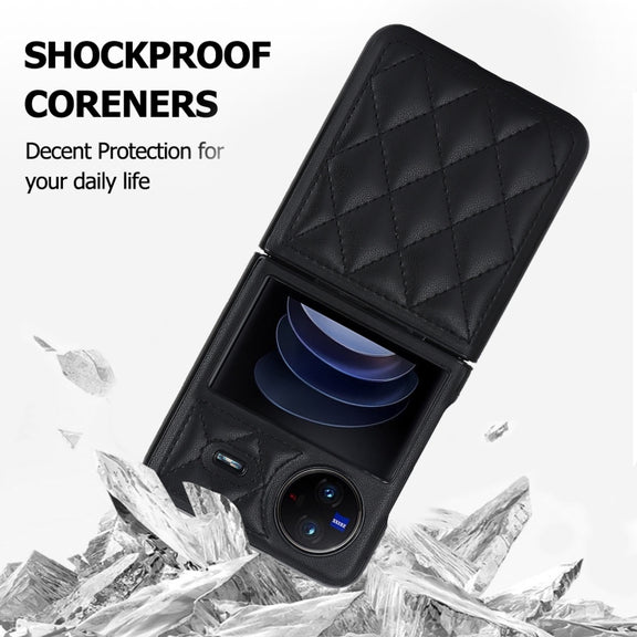 For vivo X Flip Rhombic Microfiber Folding Phone Case(Black)