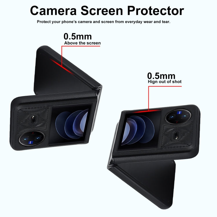 For vivo X Flip Rhombic Microfiber Folding Phone Case(Black)
