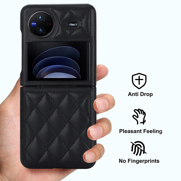 For vivo X Flip Rhombic Microfiber Folding Phone Case(Black)
