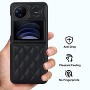 For vivo X Flip Rhombic Microfiber Folding Phone Case(Black)