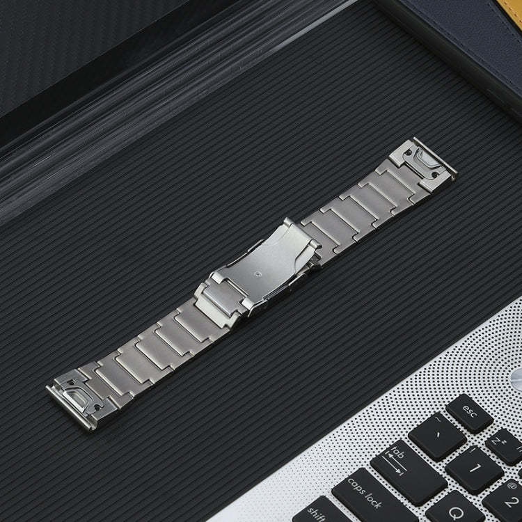 For Garmin Tactix 7 Pro/Fenix 7X/6X Pro 26mm Quick Release Five Bead Titanium Steel Watch Band(Silver)