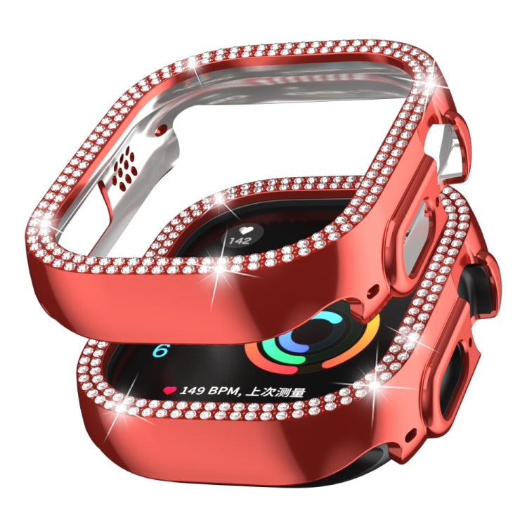 For Apple Watch Ultra 2 / Ultra 49mm Double Row Diamond Hollow PC Watch Case(Red)