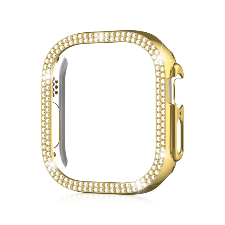 For Apple Watch Ultra 2 / Ultra 49mm Double Row Diamond Hollow PC Watch Case(Gold)