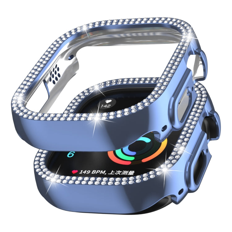 For Apple Watch Ultra 2 / Ultra 49mm Double Row Diamond Hollow PC Watch Case(Blue)