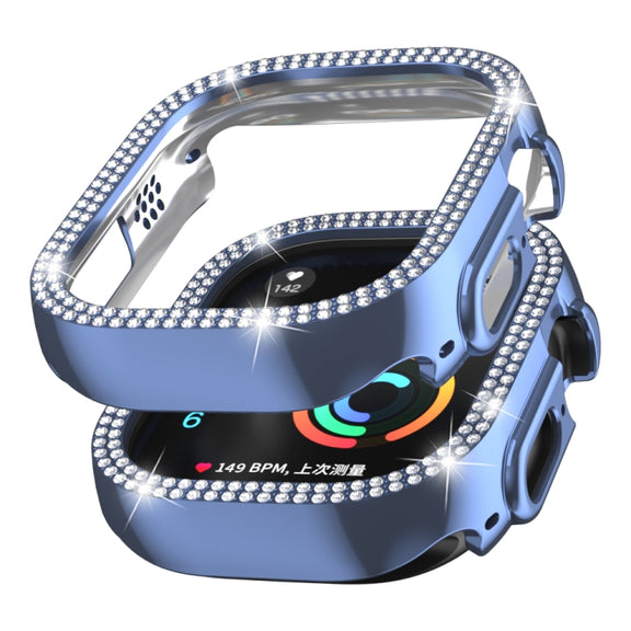 For Apple Watch Ultra 2 / Ultra 49mm Double Row Diamond Hollow PC Watch Case(Blue)