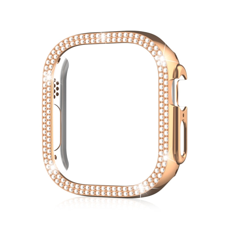 For Apple Watch Ultra 2 / Ultra 49mm Double Row Diamond Hollow PC Watch Case(Rose Gold)