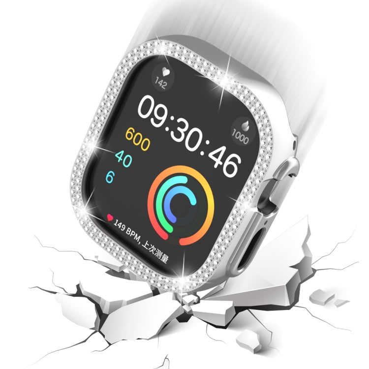 For Apple Watch Ultra 2 / Ultra 49mm Double Row Diamond Hollow PC Watch Case(Silver)