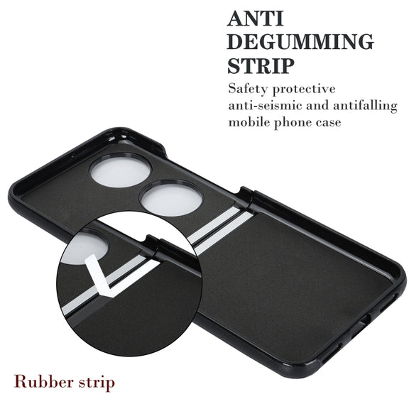 For Huawei P50 Pocket Rhombic Microfiber Folding Phone Case with Ring(Black)