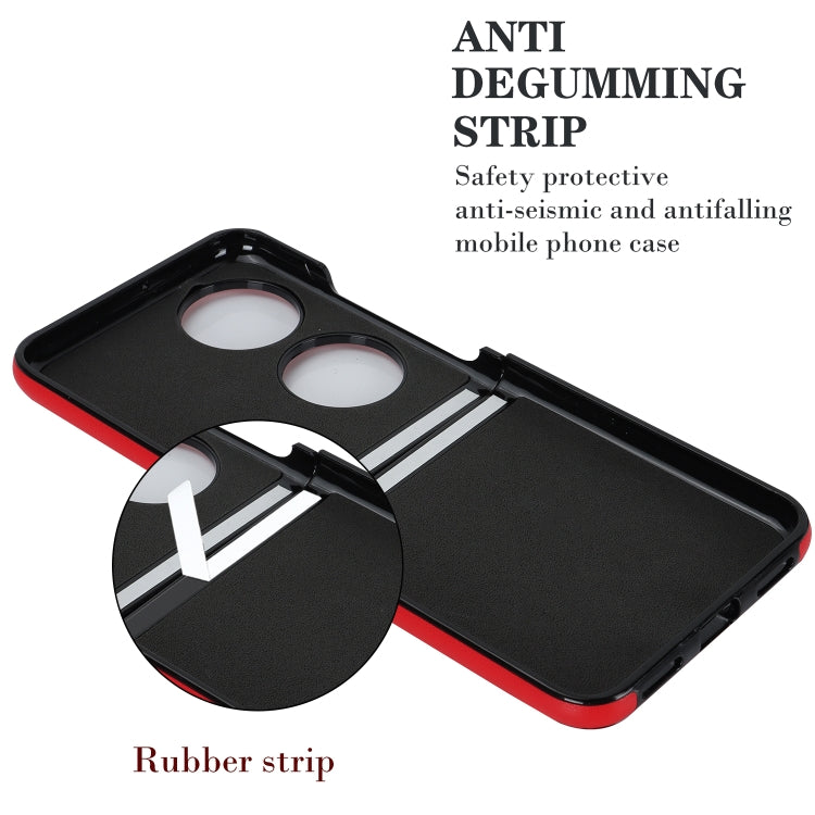 For Huawei P50 Pocket Rhombic Microfiber Folding Phone Case with Ring(Red)