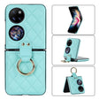 For Huawei P50 Pocket Rhombic Microfiber Folding Phone Case with Ring(Blue) - Huawei Cases by PMC TechLife | Online Shopping South Africa | PMC TechLife | Buy Now Pay Later Mobicred