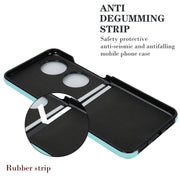 For Huawei P50 Pocket Rhombic Microfiber Folding Phone Case with Ring(Blue)