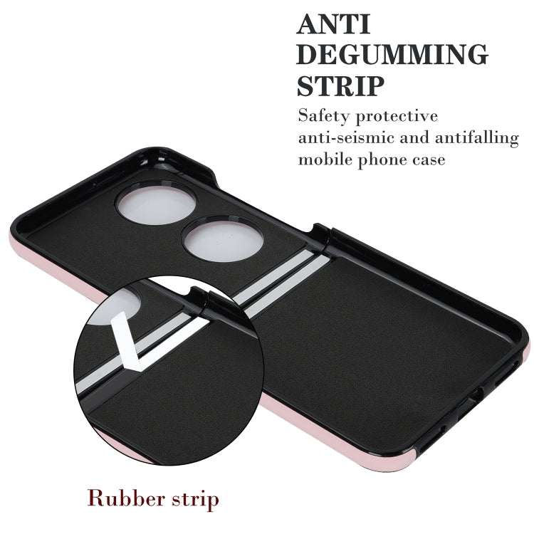For Huawei P50 Pocket Rhombic Microfiber Folding Phone Case with Ring(Pink)