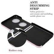 For Huawei P50 Pocket Rhombic Microfiber Folding Phone Case with Ring(Pink)