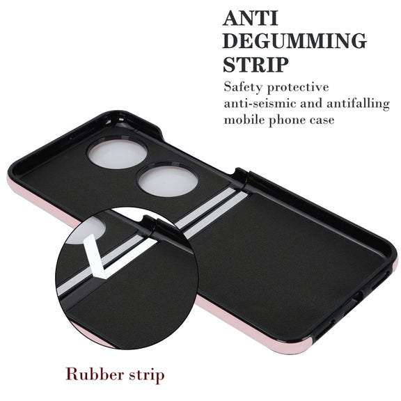 For Huawei P50 Pocket Rhombic Microfiber Folding Phone Case with Ring(Pink)