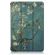 For Honor Pad 7 10.1inch/X8/X8 Lite Custer Painted Painted 3-folding Holder Tablet PC Leather Case(Apricot Blossom)