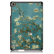 For Honor Pad 7 10.1inch/X8/X8 Lite Custer Painted Painted 3-folding Holder Tablet PC Leather Case(Apricot Blossom)
