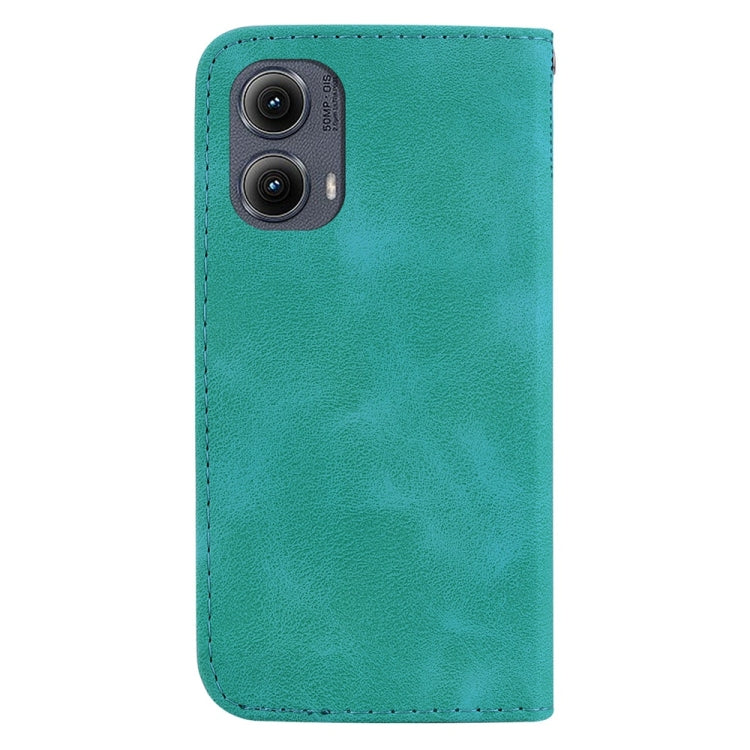 For Motorola Edge 2024 Seven-shaped Embossed Leather Phone Case(Green)