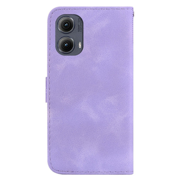 For Motorola Edge 2024 Seven-shaped Embossed Leather Phone Case(Purple)