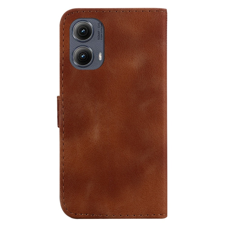 For Motorola Edge 2024 Seven-shaped Embossed Leather Phone Case(Brown)