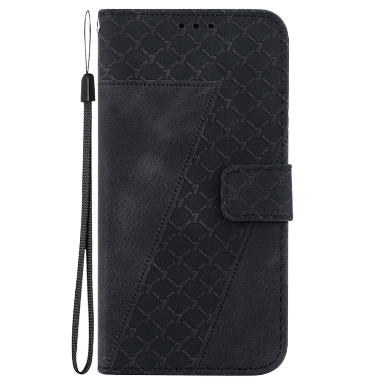 For Motorola Edge 2024 Seven-shaped Embossed Leather Phone Case(Black)