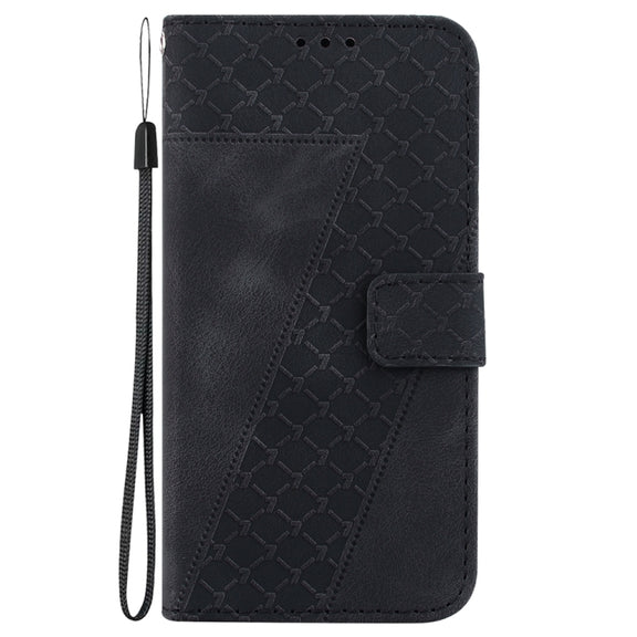 For Motorola Edge 2024 Seven-shaped Embossed Leather Phone Case(Black)