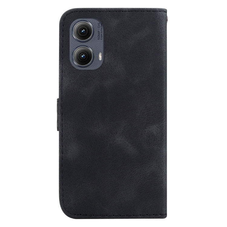 For Motorola Edge 2024 Seven-shaped Embossed Leather Phone Case(Black)