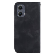 For Motorola Edge 2024 Seven-shaped Embossed Leather Phone Case(Black)
