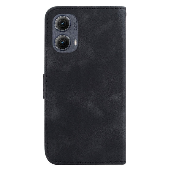 For Motorola Edge 2024 Seven-shaped Embossed Leather Phone Case(Black)