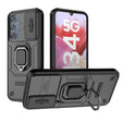 For Samsung Galaxy M34 5G India Sliding Camshield TPU + PC Shockproof Phone Case with Holder(Black) - Galaxy Phone Cases by PMC TechLife | Online Shopping South Africa | PMC TechLife | Buy Now Pay Later Mobicred