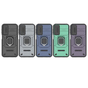 For Samsung Galaxy M34 5G India Sliding Camshield TPU + PC Shockproof Phone Case with Holder(Black)