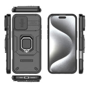 For iPhone 16 Pro Max Sliding Camshield TPU + PC Shockproof Phone Case with Holder(Black)