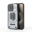 For iPhone 16 Pro Sliding Camshield TPU + PC Shockproof Phone Case with Holder(Grey) - iPhone 16 Pro Cases by PMC TechLife | Online Shopping South Africa | PMC TechLife | Buy Now Pay Later Mobicred