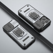 For iPhone 16 Pro Sliding Camshield TPU + PC Shockproof Phone Case with Holder(Grey)