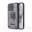 For iPhone 16 Sliding Camshield TPU + PC Shockproof Phone Case with Holder(Purple) - iPhone 16 Cases by PMC TechLife | Online Shopping South Africa | PMC TechLife | Buy Now Pay Later Mobicred