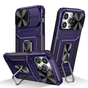 For iPhone 14 Pro Camshield Robot TPU Hybrid PC Phone Case(Purple)