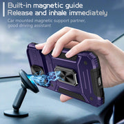 For iPhone 14 Pro Camshield Robot TPU Hybrid PC Phone Case(Purple)
