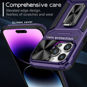 For iPhone 14 Pro Camshield Robot TPU Hybrid PC Phone Case(Purple)