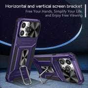 For iPhone 14 Pro Camshield Robot TPU Hybrid PC Phone Case(Purple)